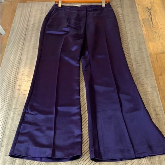 Jason Wu Polished Purple Satin Pants with Chic Split Wide Leg hem. - Picture 1 of 17